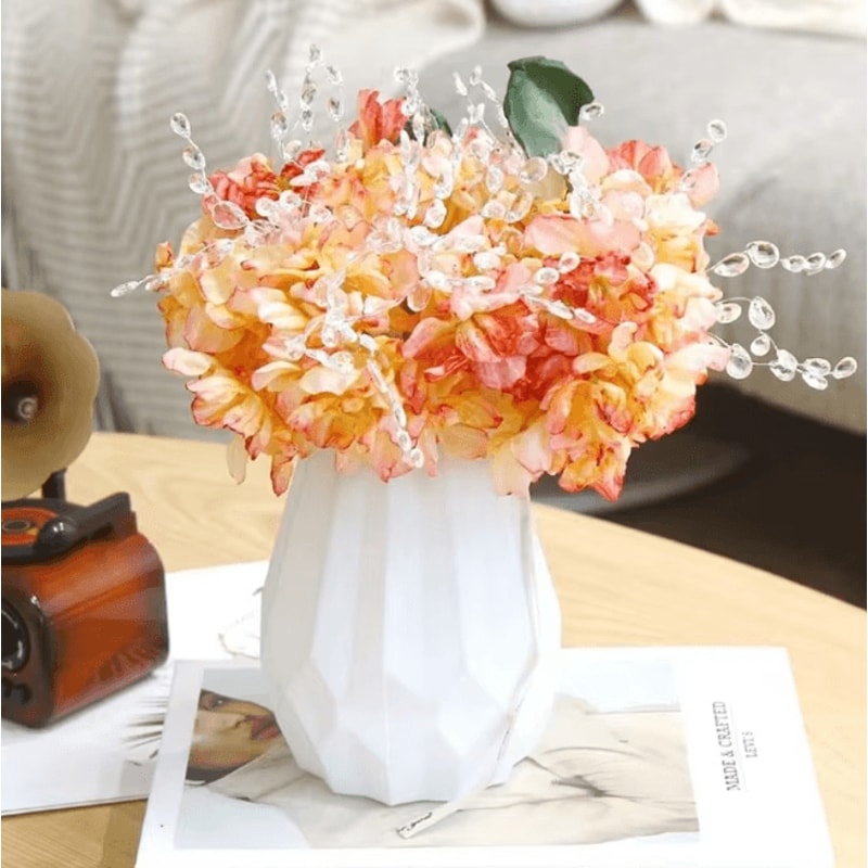 Crystal Acrylic Water Droplet Stems Elegant DIY Bouquet Wedding Decor Accessories 1