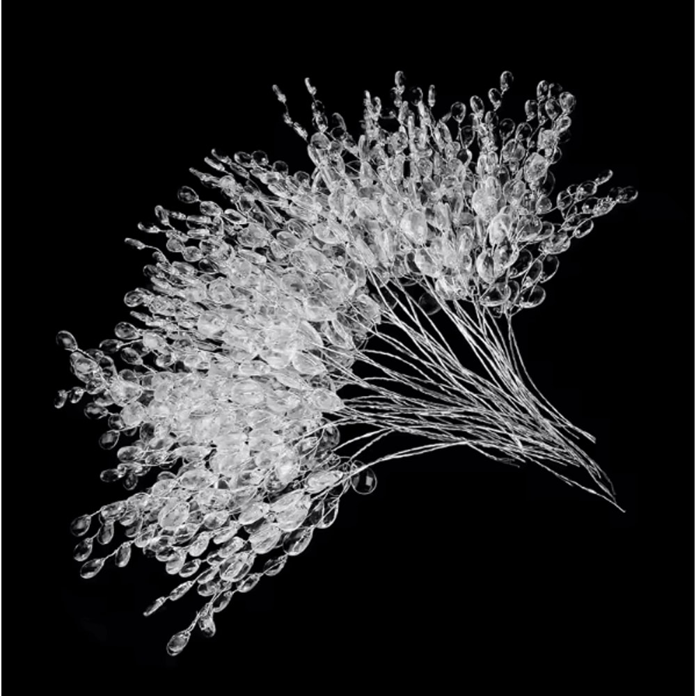 Crystal Acrylic Water Droplet Stems Elegant DIY Bouquet Wedding Decor Accessories 3