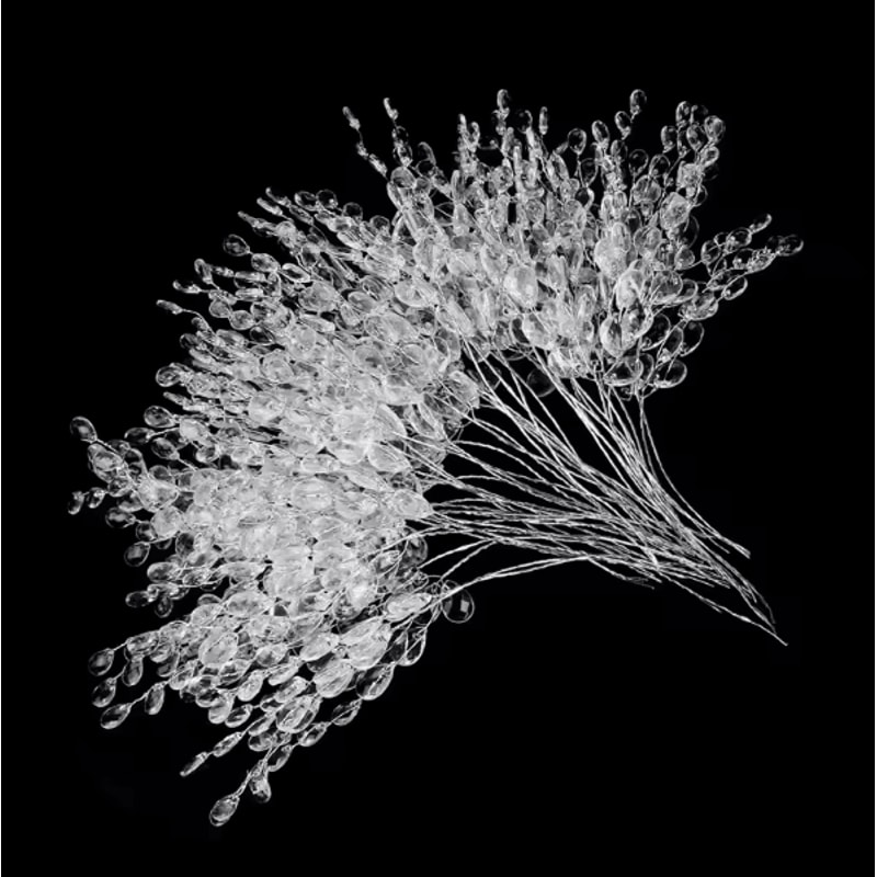Crystal Acrylic Water Droplet Stems Elegant DIY Bouquet Wedding Decor Accessories 3