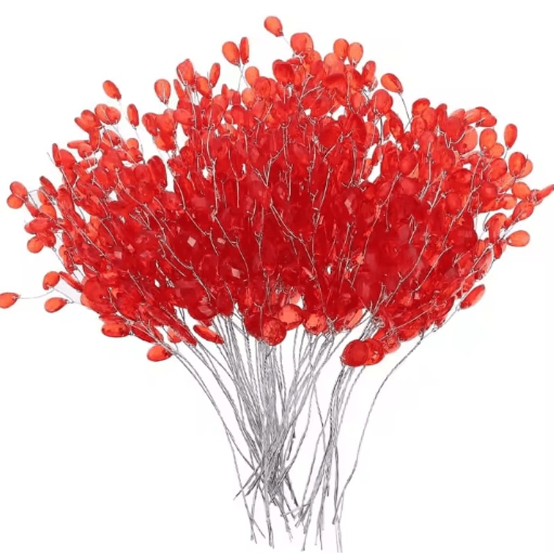Crystal Acrylic Water Droplet Stems Elegant DIY Bouquet Wedding Decor Accessories 7