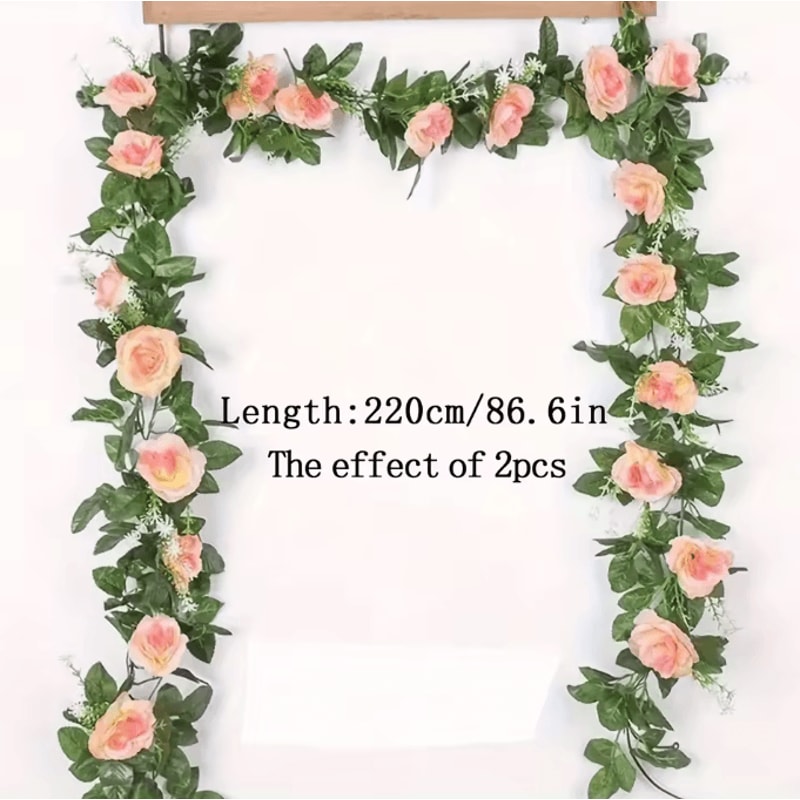 22M Artificial White Flower Hanging Vine Elegant Faux Garland For Home Wedding Decor 3