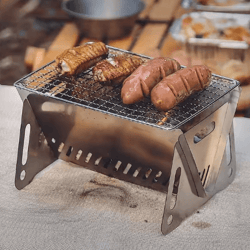 portable folding bbq grill stove – stainless steel camping charcoal grill
