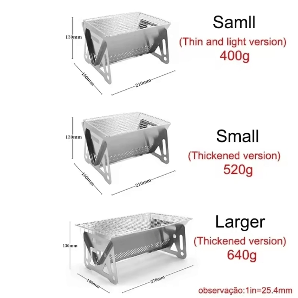 Portable Folding BBQ Grill Stove Stainless Steel Camping Charcoal Grill 4