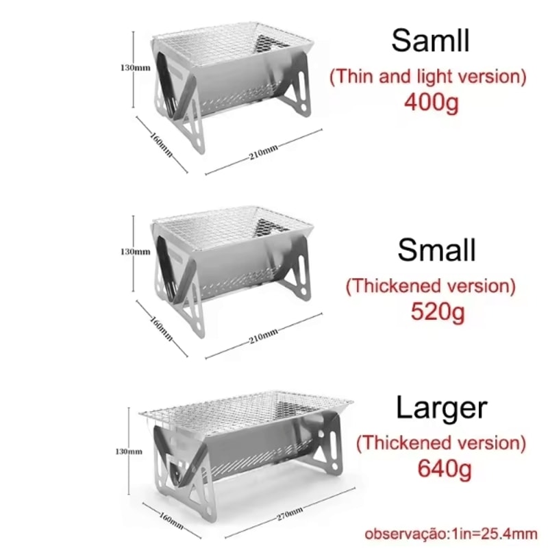 Portable Folding BBQ Grill Stove Stainless Steel Camping Charcoal Grill 4