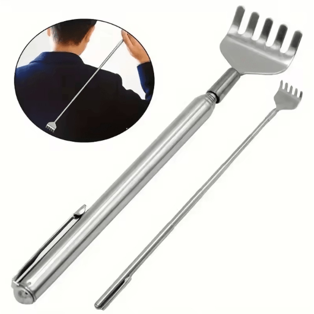 Extendable Stainless Steel Back Scratcher Portable Telescopic Itch Relief Tool 0