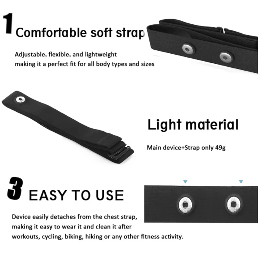 Adjustable Heart Rate Monitor Replacement Strap Universal Fitness Chest Belt Compatible With Polar 1