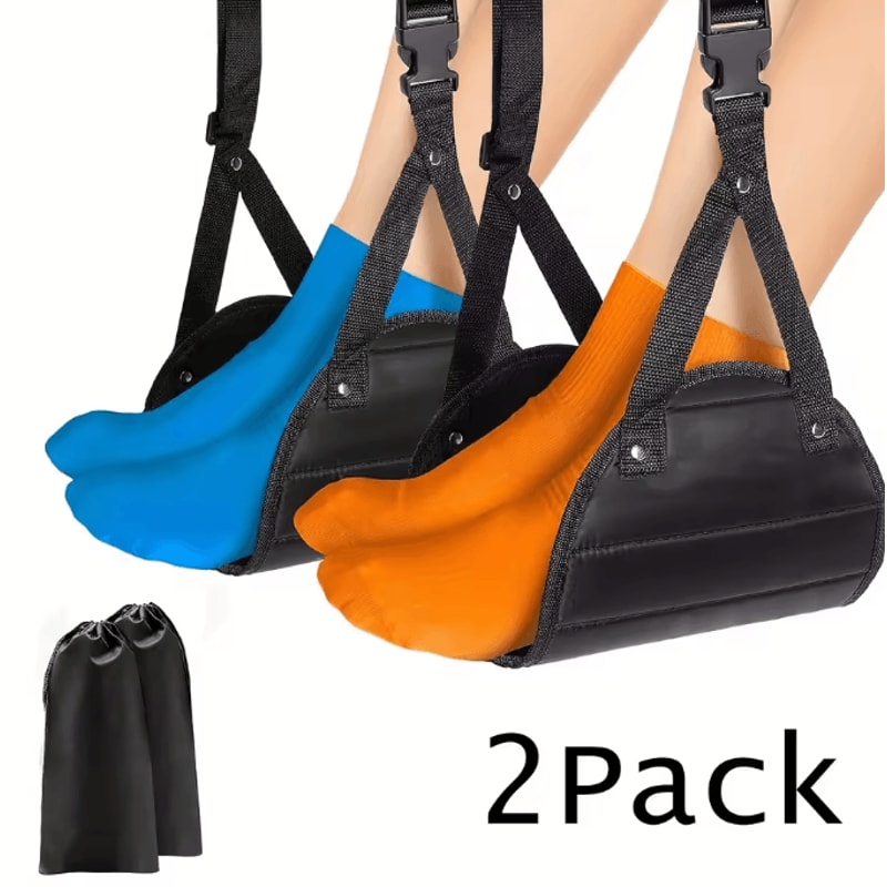 Portable Airplane Foot Hammock Adjustable Travel Office Footrest Sling 4