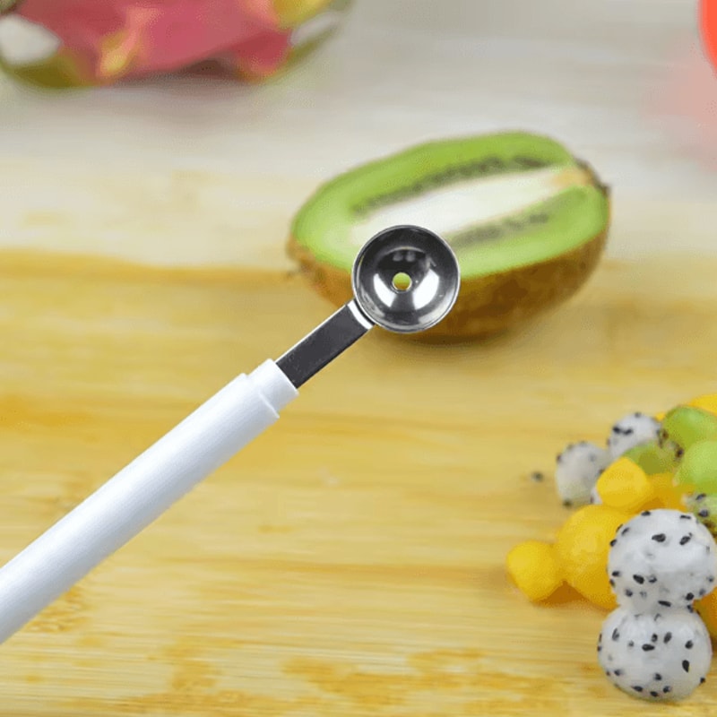 Stainless Steel DoubleEnded Melon Baller Scoop Fruit Ice Cream Carving Tool 2
