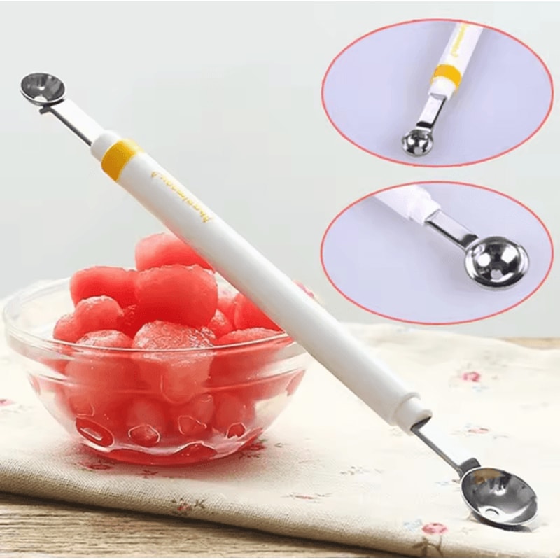 Stainless Steel DoubleEnded Melon Baller Scoop Fruit Ice Cream Carving Tool 5