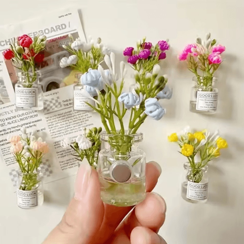 8pcs Mini Vase Fridge Magnets Set Cute 3D Magnetic Flower Vase Kitchen Decor 1