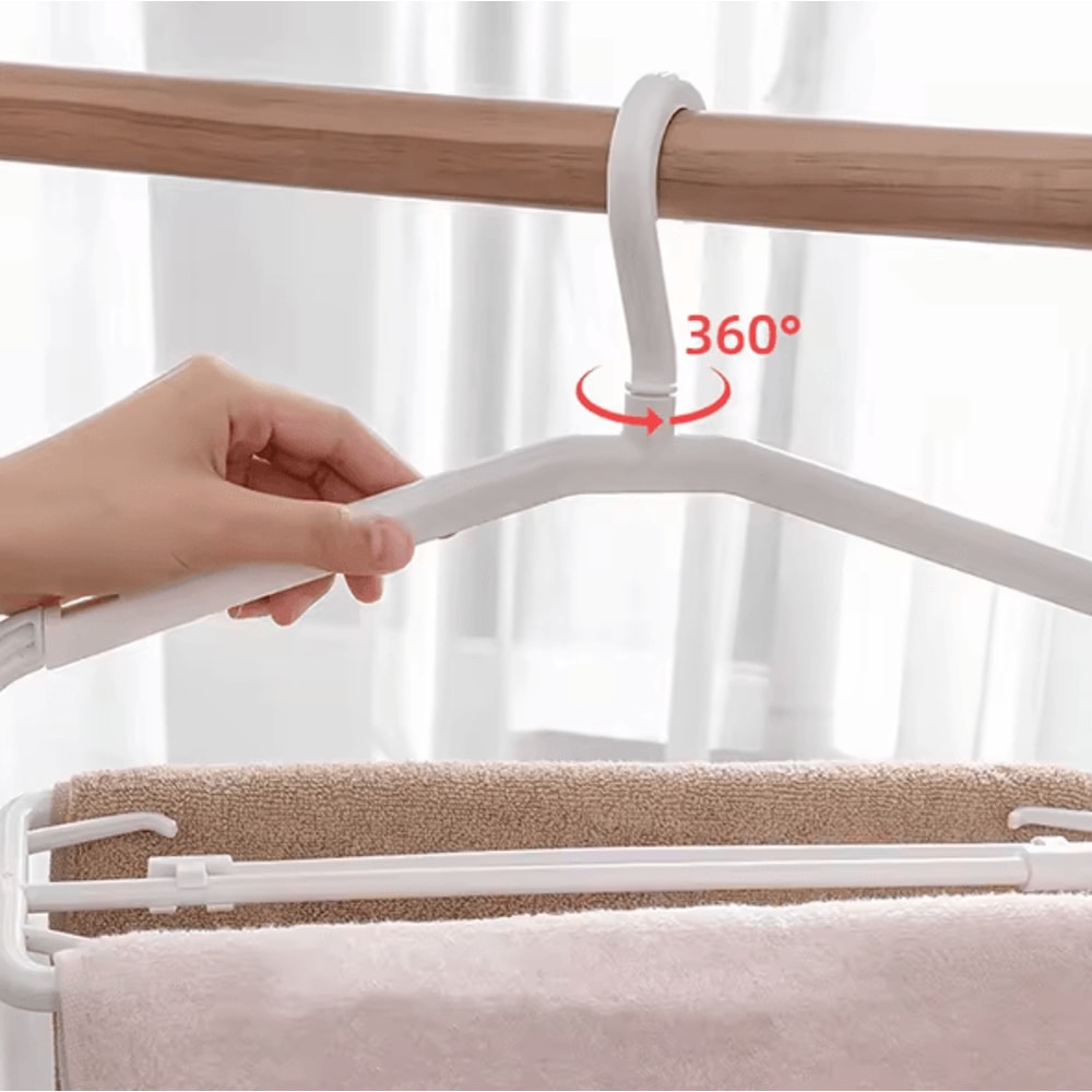 Scalable Space Saving Clothes Hanger With Clips Adjustable MultiLayer Closet Organizer 2