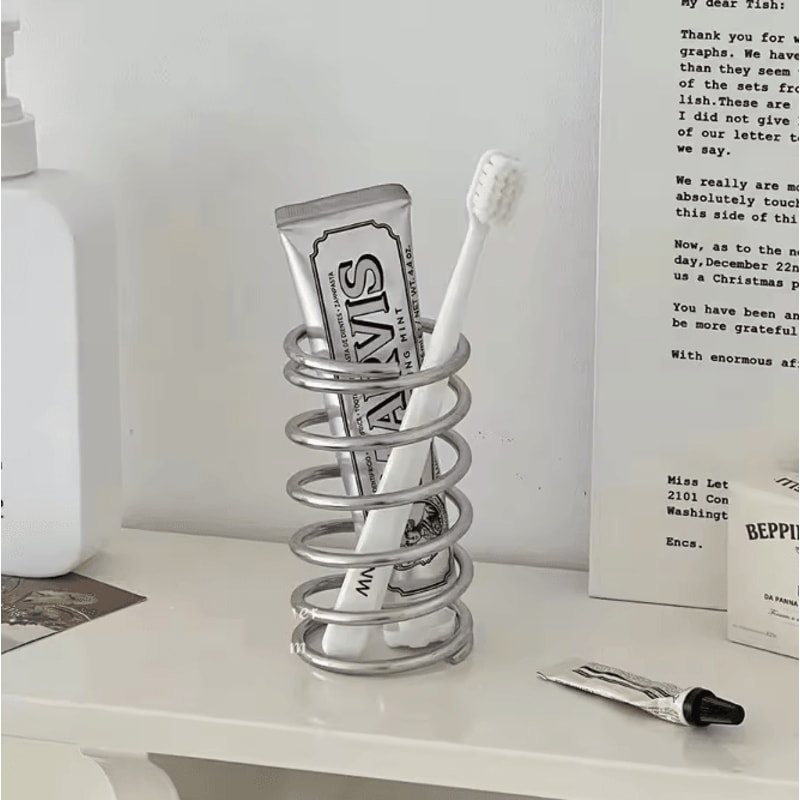 Stainless Steel Toothbrush Holder MultiSlot Bathroom Organizer Storage Rack 0