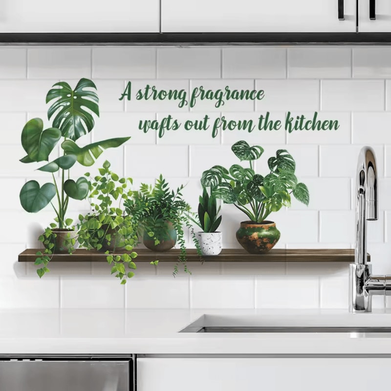 Modern Plant Kitchen Wall Stickers Removable Quote Wall Art Decorative Mural 0