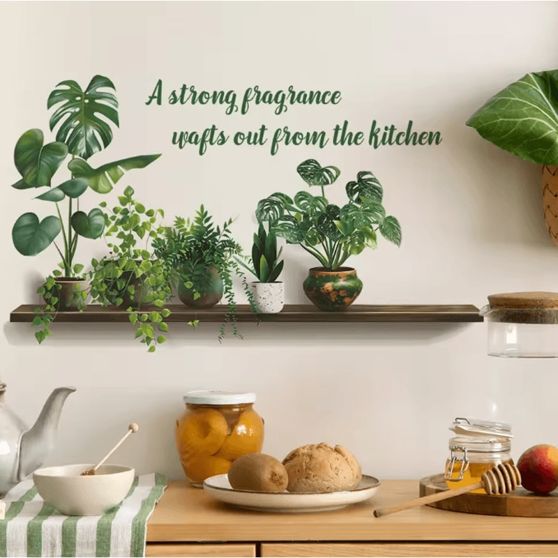 Modern Plant Kitchen Wall Stickers Removable Quote Wall Art Decorative Mural 1