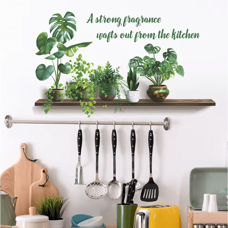 Modern Plant Kitchen Wall Stickers Removable Quote Wall Art Decorative Mural 3