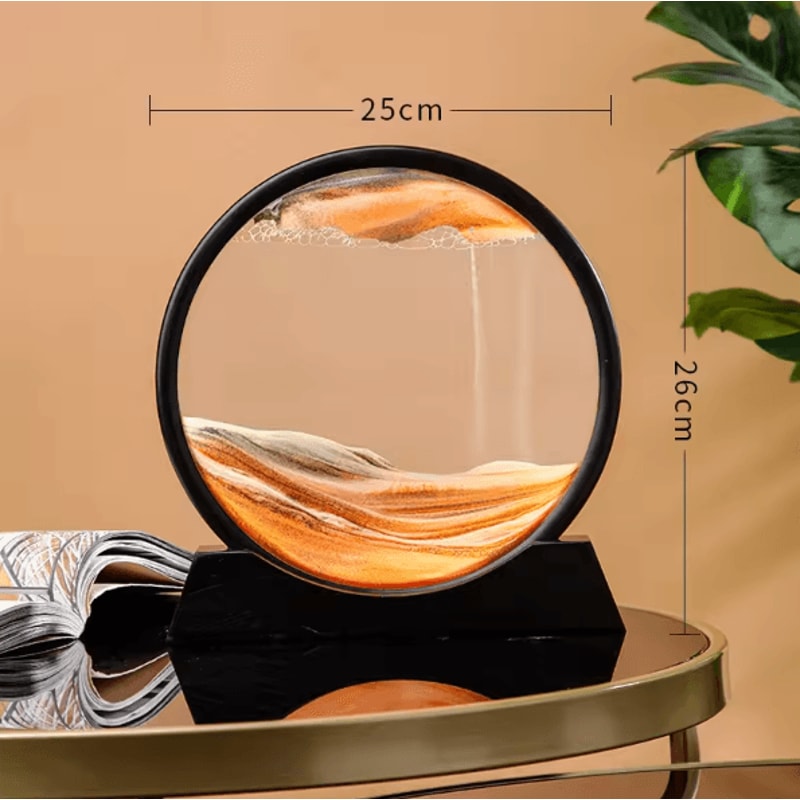 12Inch 3D Moving Sand Art Picture Round Glass Flowing Sandscape Decor 9
