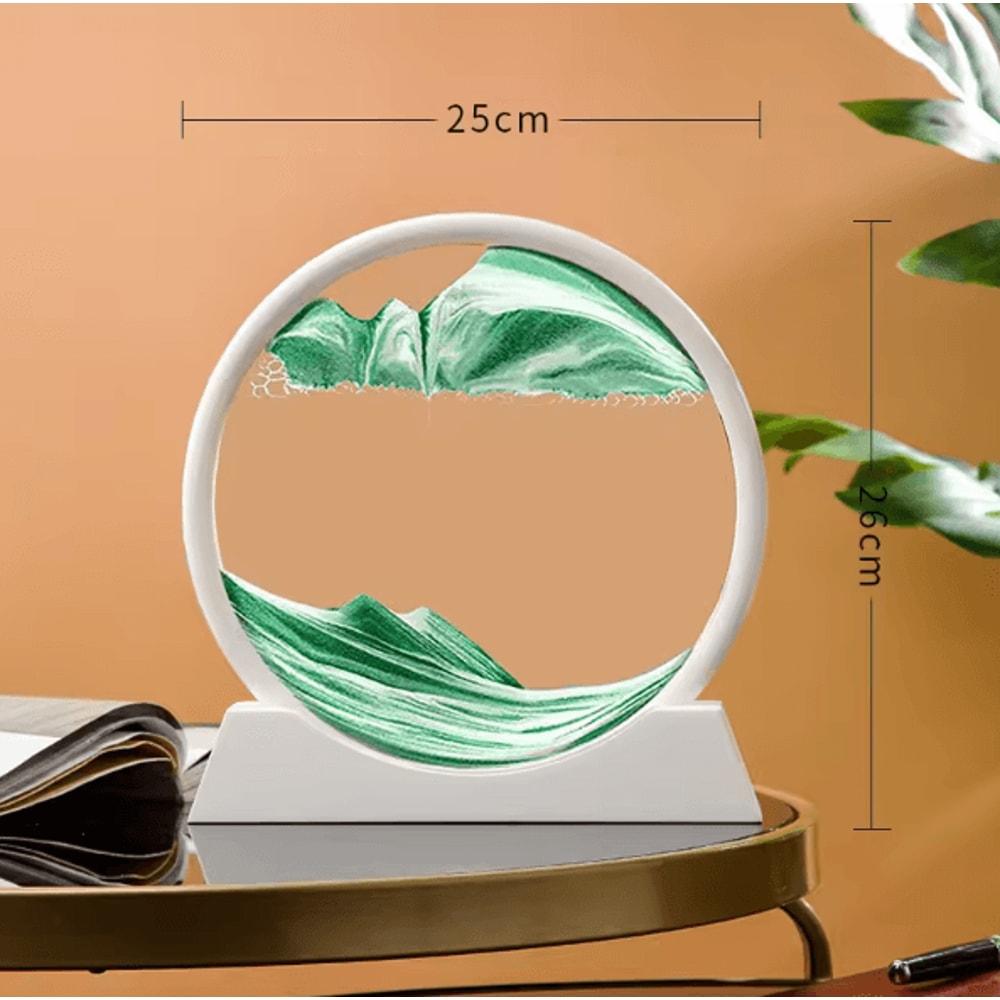 12Inch 3D Moving Sand Art Picture Round Glass Flowing Sandscape Decor 11