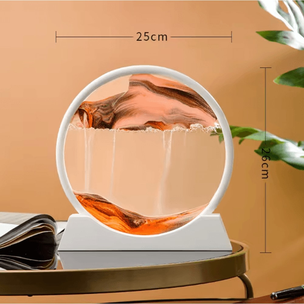 12Inch 3D Moving Sand Art Picture Round Glass Flowing Sandscape Decor 12