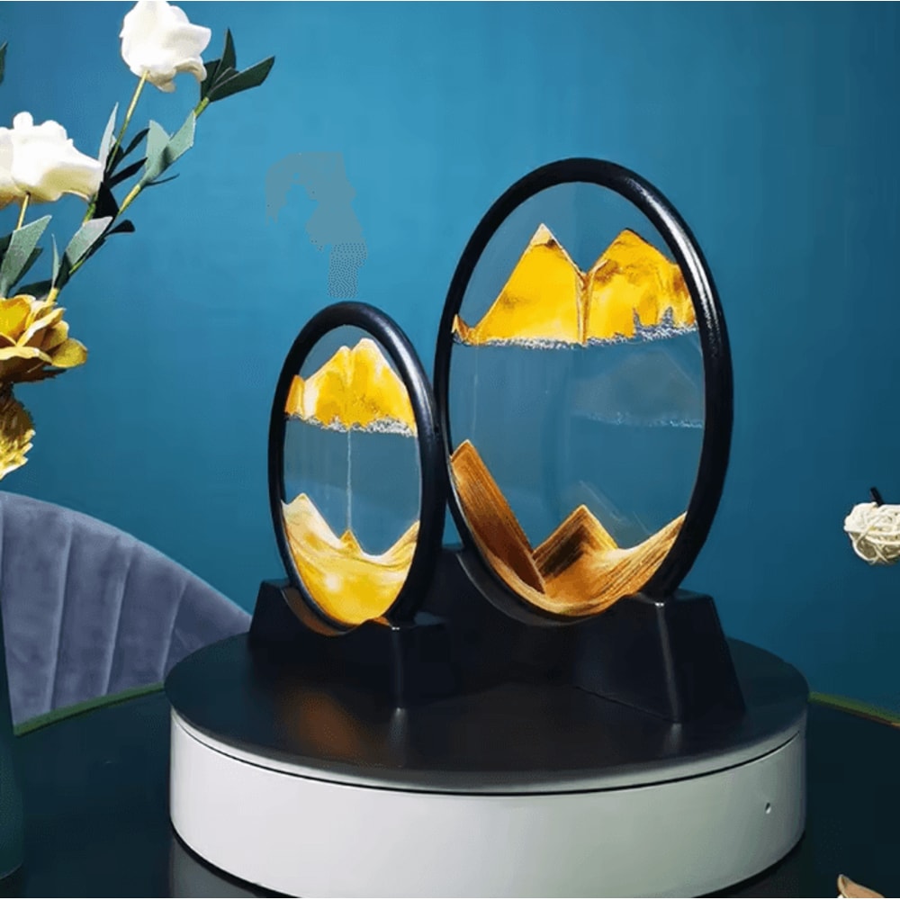 12Inch 3D Moving Sand Art Picture Round Glass Flowing Sandscape Decor 1