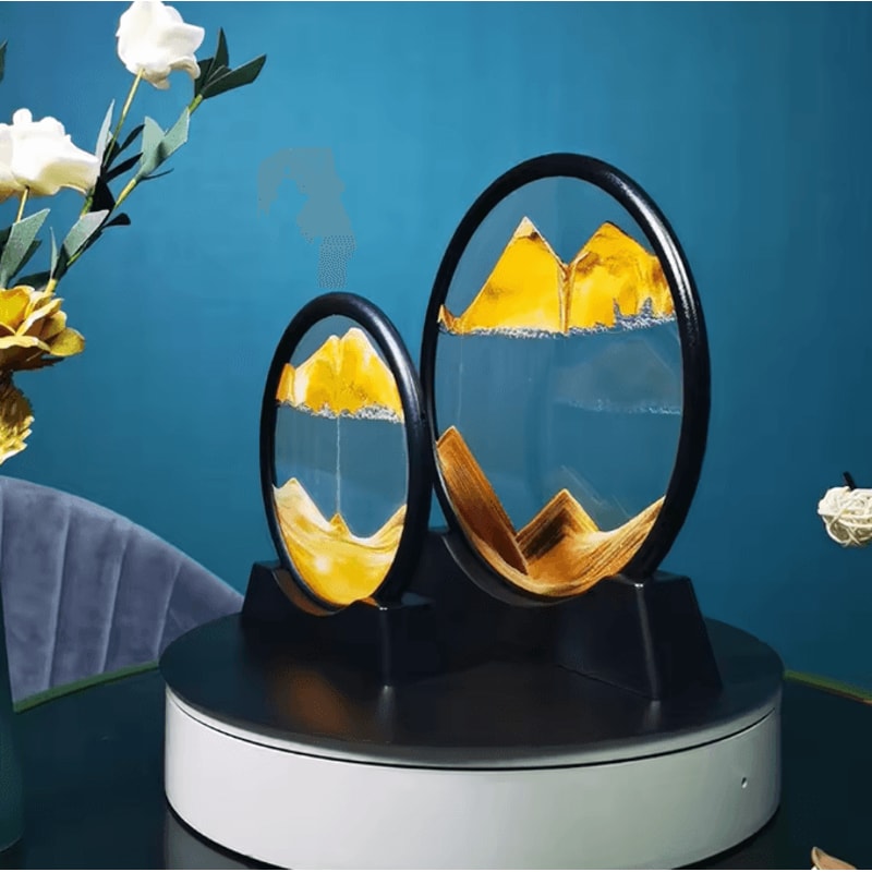 12Inch 3D Moving Sand Art Picture Round Glass Flowing Sandscape Decor 1