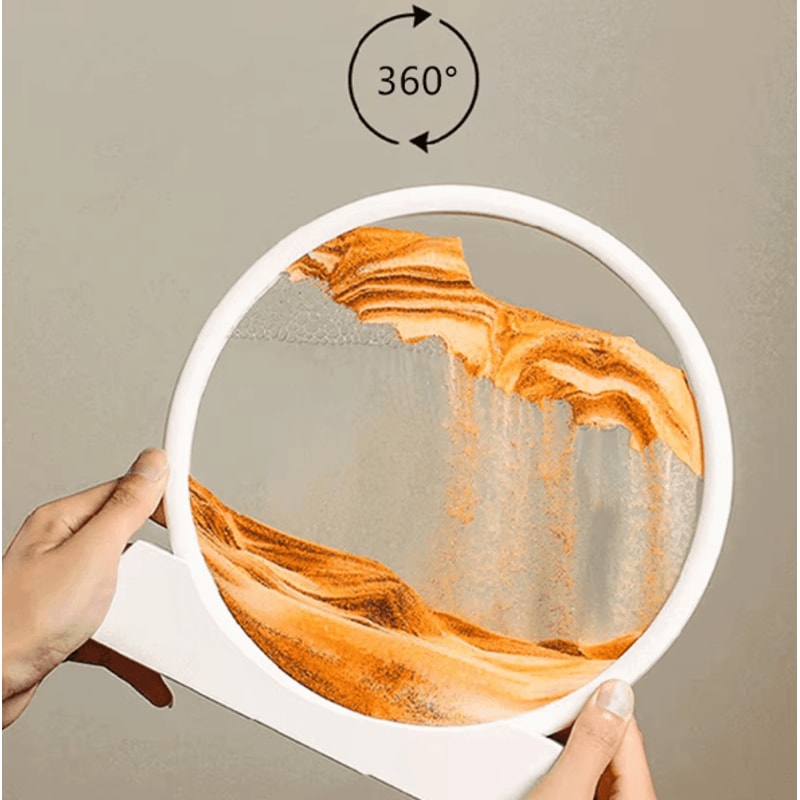 12Inch 3D Moving Sand Art Picture Round Glass Flowing Sandscape Decor 2