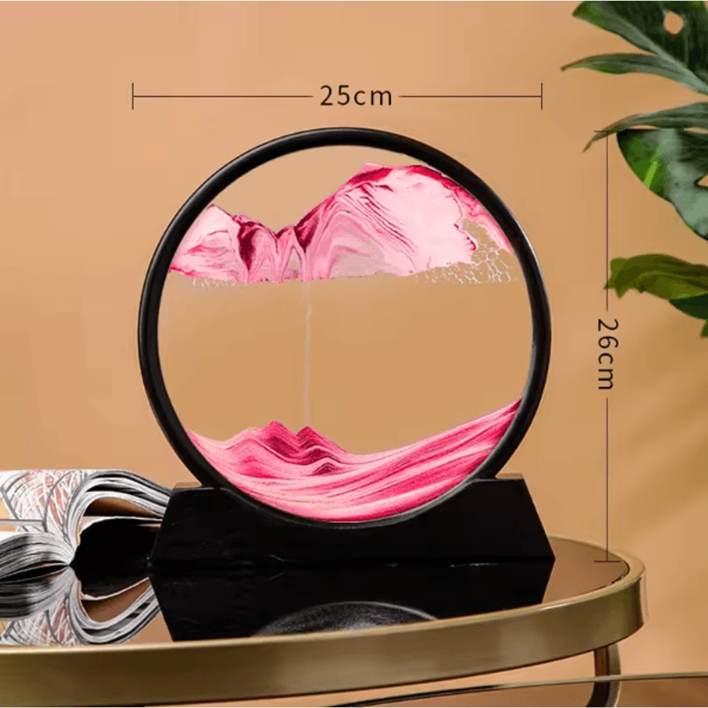 12Inch 3D Moving Sand Art Picture Round Glass Flowing Sandscape Decor 4