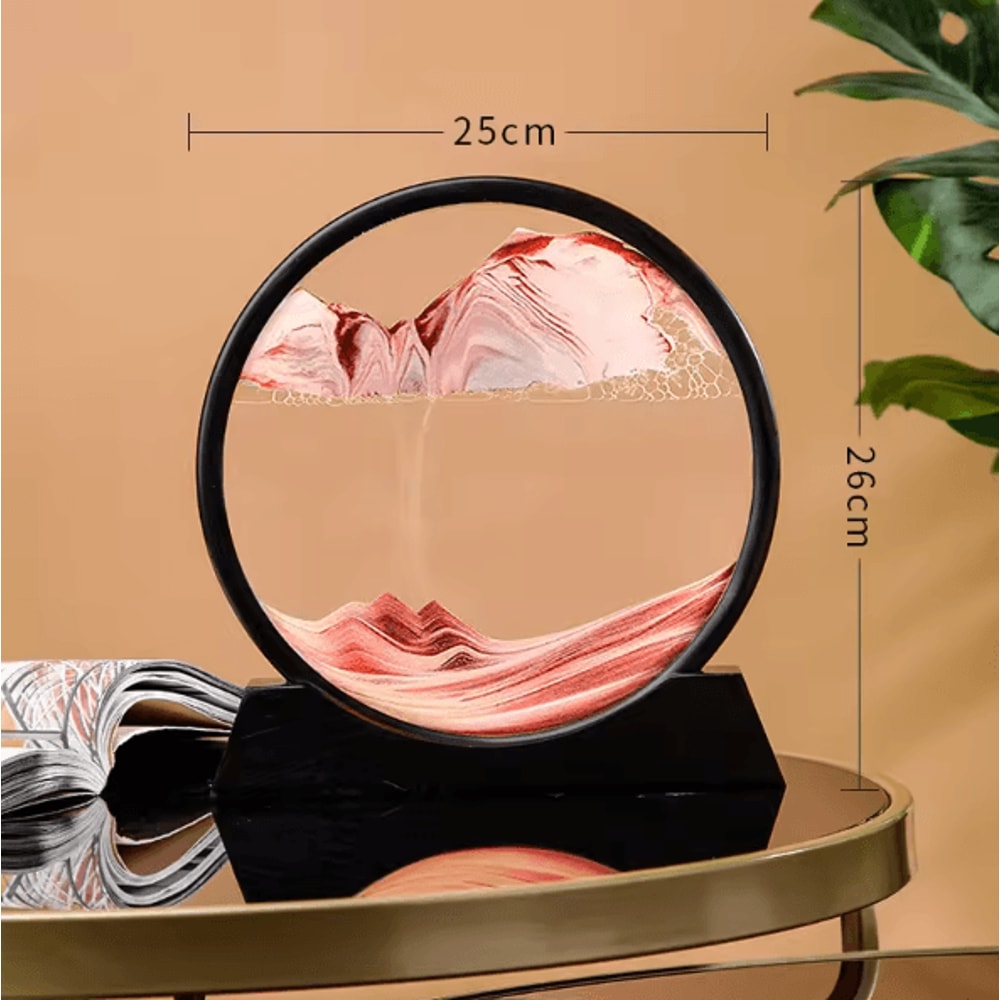 12Inch 3D Moving Sand Art Picture Round Glass Flowing Sandscape Decor 5