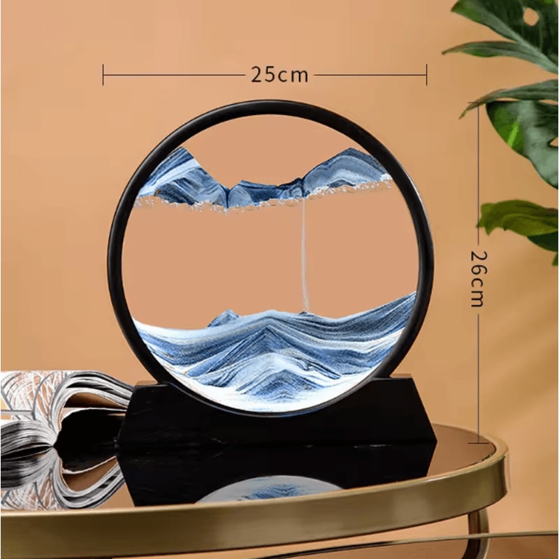 12Inch 3D Moving Sand Art Picture Round Glass Flowing Sandscape Decor 6