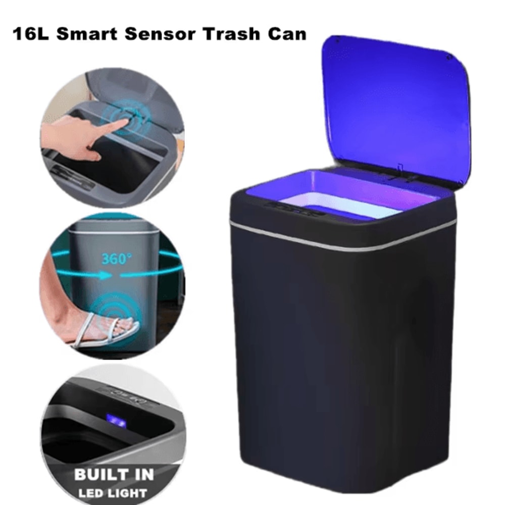 16L Smart Automatic Sensor Trash Can Touchless Waterproof Kitchen Bathroom Bin 0
