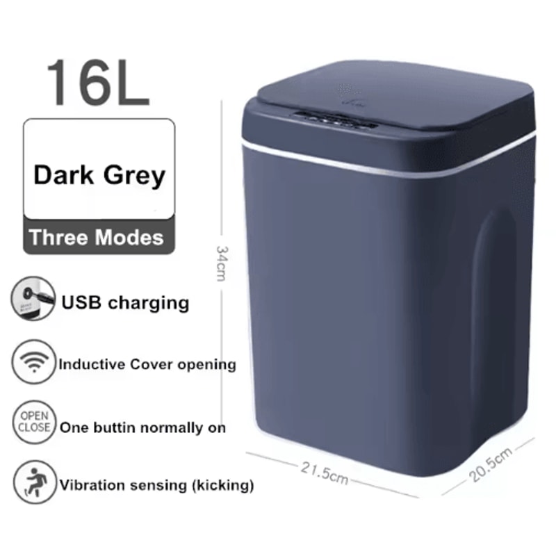 16L Smart Automatic Sensor Trash Can Touchless Waterproof Kitchen Bathroom Bin 6