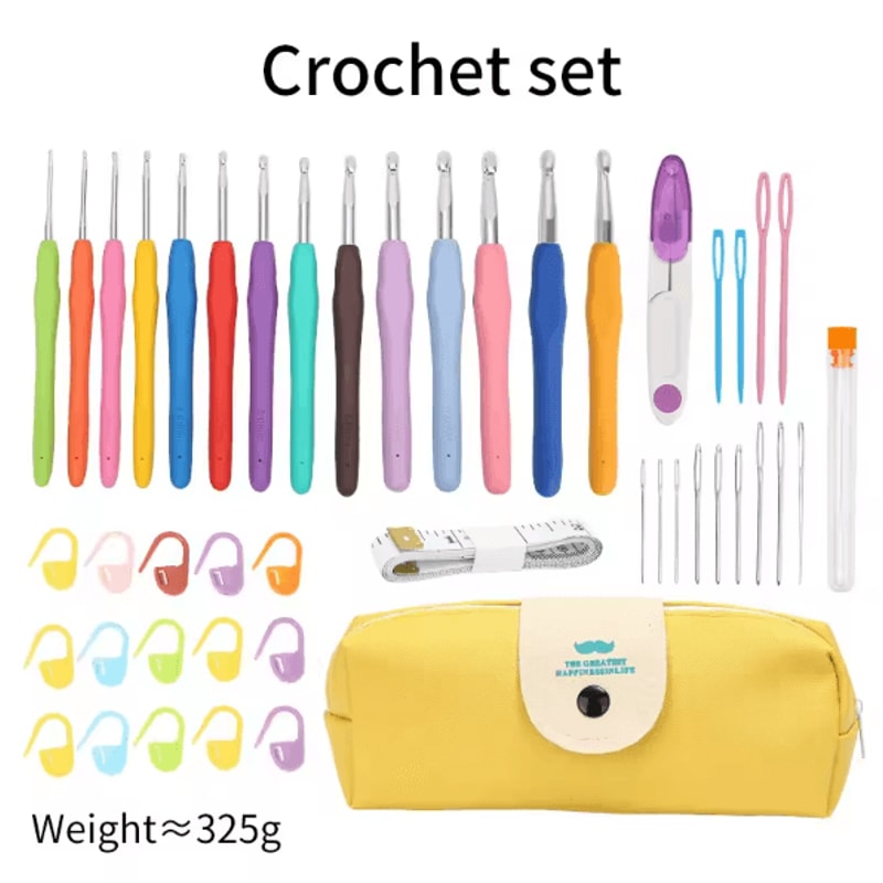 Ergonomic ExtraLong Crochet Hook Set Complete Beginner Crochet Kit With Case 9