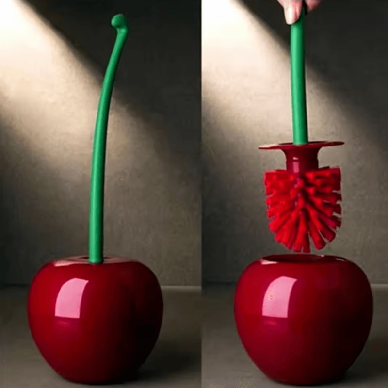 Cute Cherry Toilet Brush Set Creative Bathroom Cleaning Brush With Holder 0