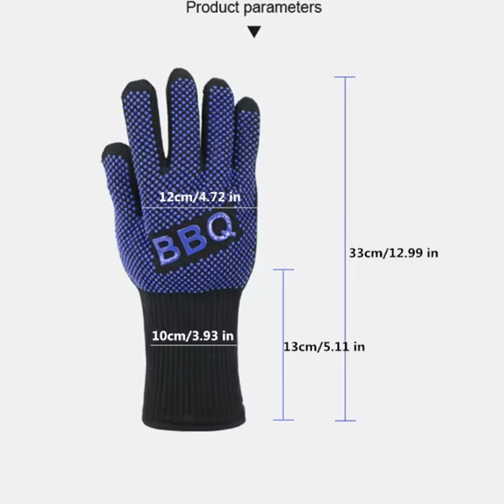 800 Degree HeatResistant BBQ Gloves Fireproof AntiSlip Oven Grill Protection Mitts 4