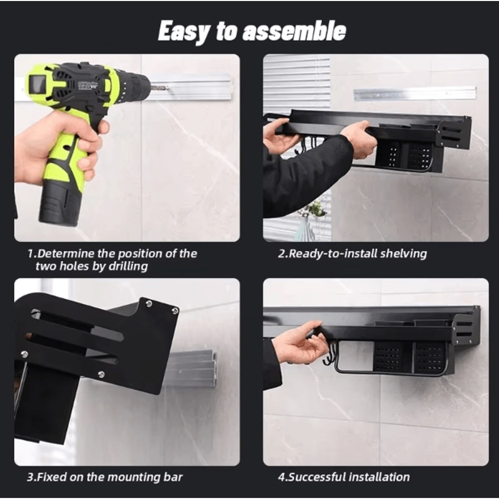 MultiFunction Wall Mounted Kitchen Organizer Shelf Spice Rack Knife Holder Utensil Storage 2