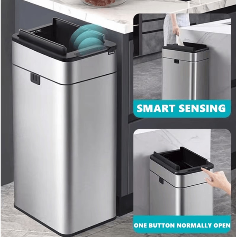 15L 20L Smart Automatic Sensor Trash Can Touchless Stainless Steel Kitchen Bathroom Bin 0