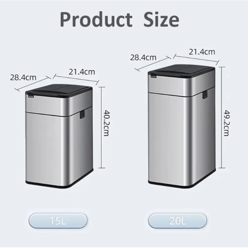 15L 20L Smart Automatic Sensor Trash Can Touchless Stainless Steel Kitchen Bathroom Bin 5
