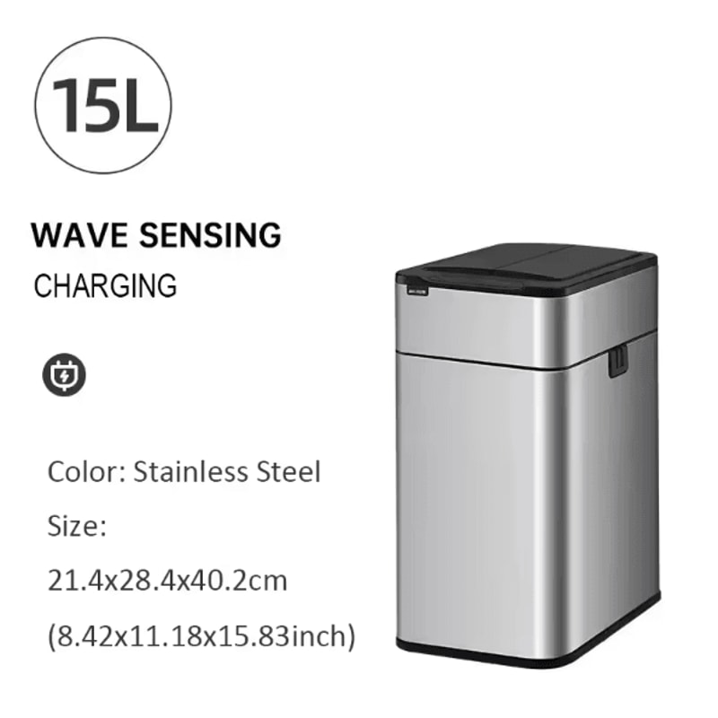 15L 20L Smart Automatic Sensor Trash Can Touchless Stainless Steel Kitchen Bathroom Bin 6