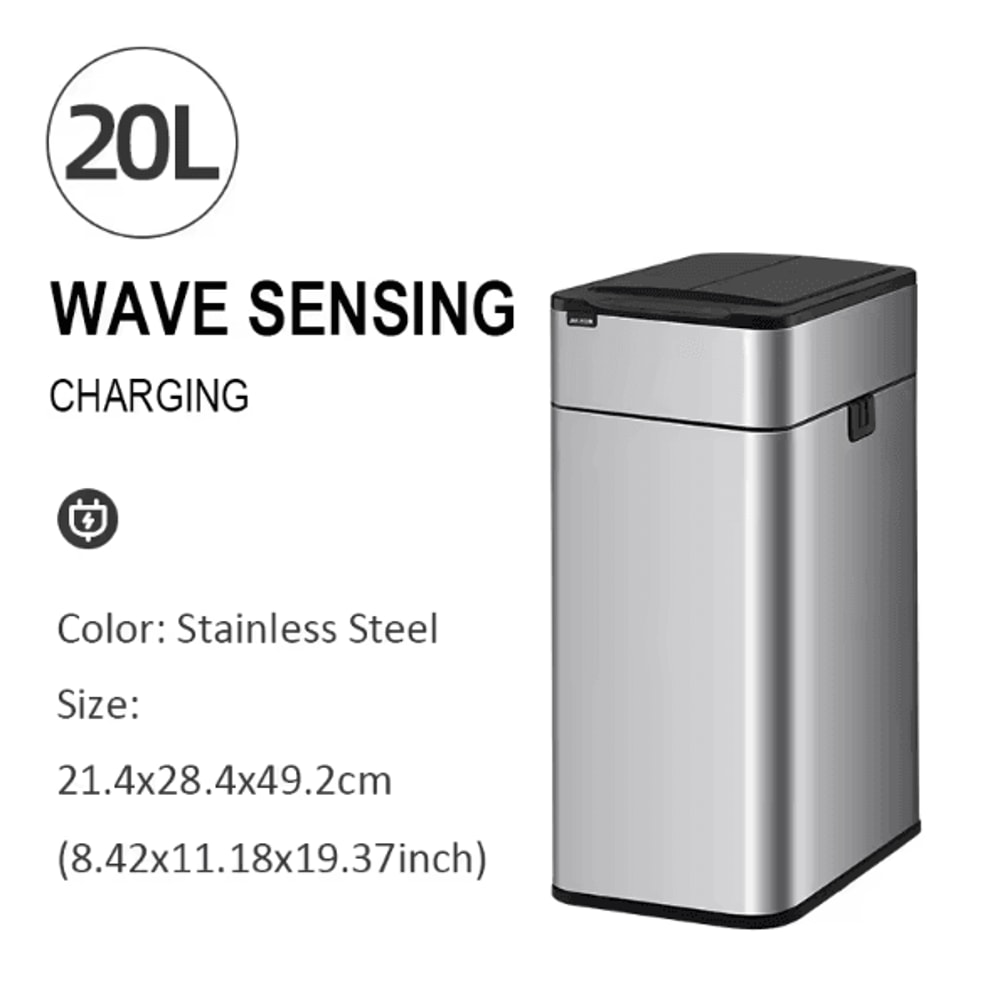 15L 20L Smart Automatic Sensor Trash Can Touchless Stainless Steel Kitchen Bathroom Bin 7