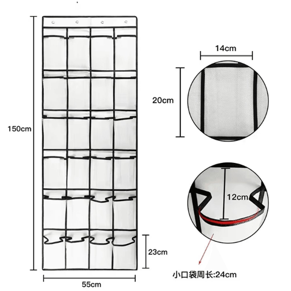 OvertheDoor 24 Pocket Shoe Organizer Large Mesh Hanging Storage Rack 3
