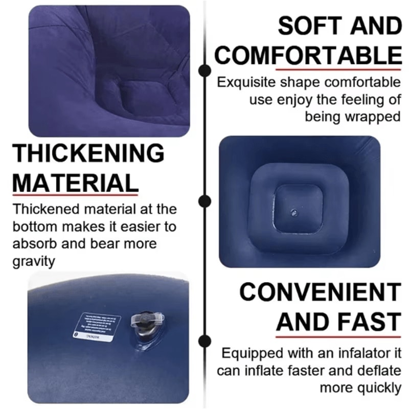 UltraComfort Inflatable Sofa Chair Portable Lazy Lounger Air Bean Bag Couch 3