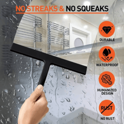 matte black silicone shower squeegee – streak-free glass & window cleaning tool