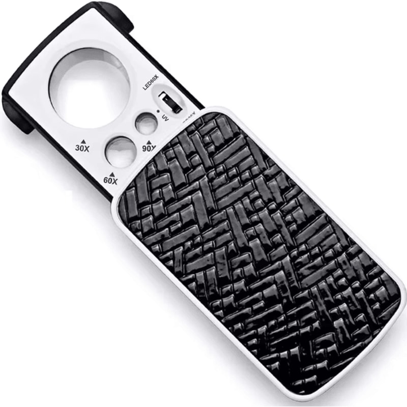 30X90X LED Jewelry Loupe Magnifier Foldable UV Light Precision Inspection Tool 0
