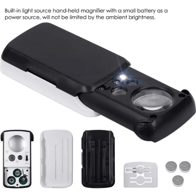 30X90X LED Jewelry Loupe Magnifier Foldable UV Light Precision Inspection Tool 1