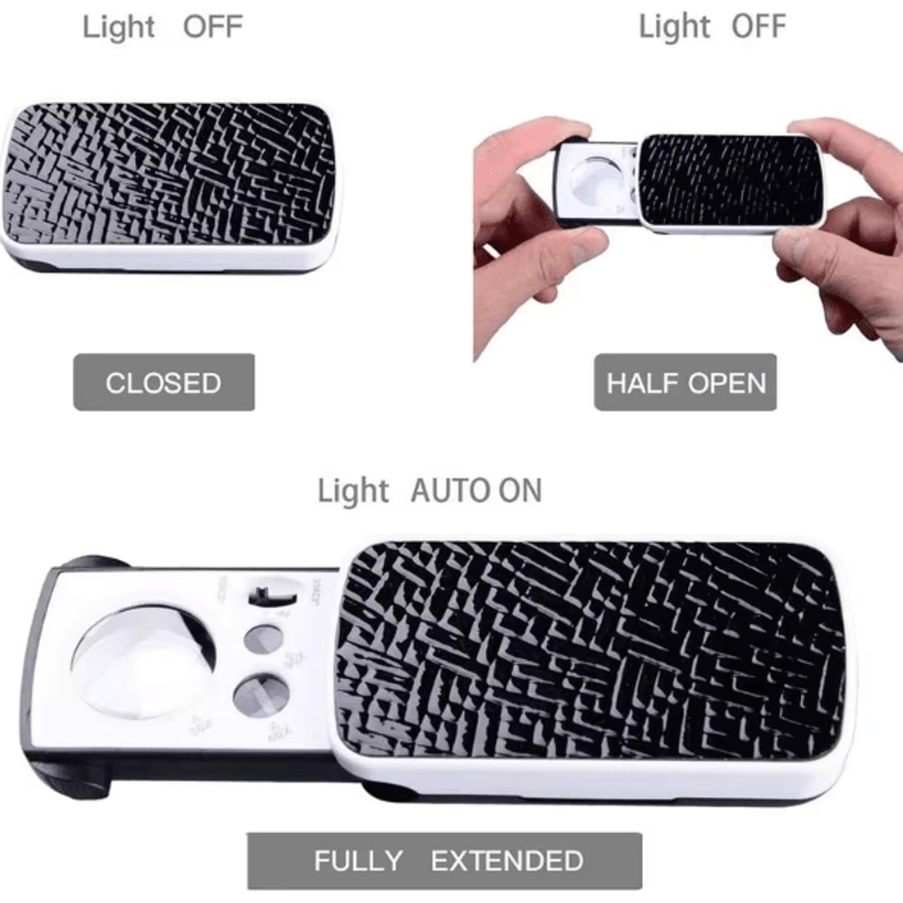 30X90X LED Jewelry Loupe Magnifier Foldable UV Light Precision Inspection Tool 3