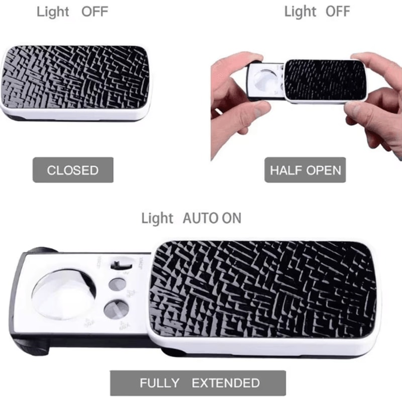 30X90X LED Jewelry Loupe Magnifier Foldable UV Light Precision Inspection Tool 3