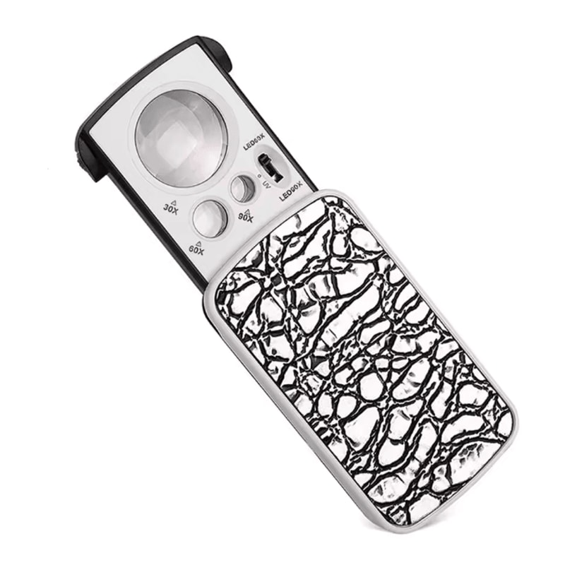 30X90X LED Jewelry Loupe Magnifier Foldable UV Light Precision Inspection Tool 7