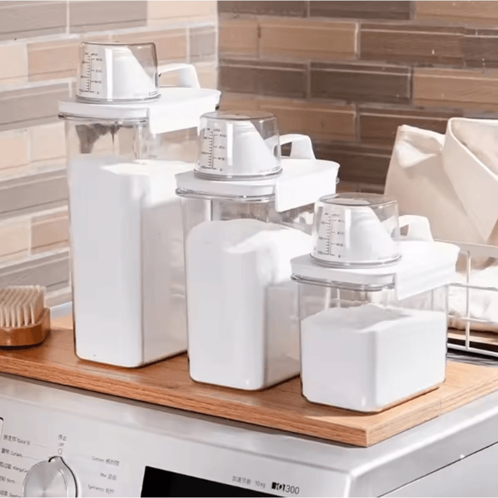 Airtight Laundry Detergent Dispenser Clear Powder Storage Container With Pour Spout 0