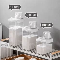 refillable laundry detergent dispenser with scale – clear multi-purpose storage container