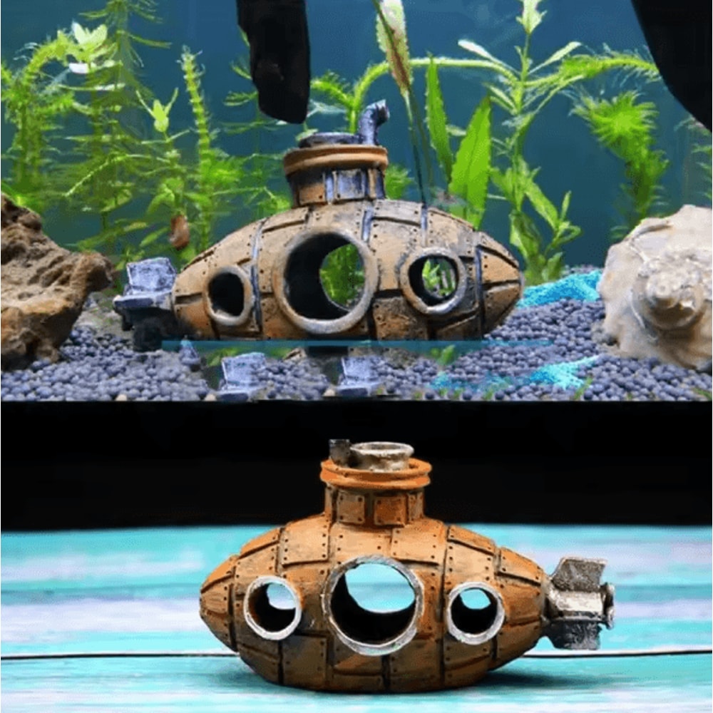 Resin Submarine Aquarium Decoration Fish Tank Cave Shelter Landscaping Ornament 0