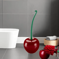 cherry-shaped toilet brush & holder set – cute decorative bathroom cleaning tool
